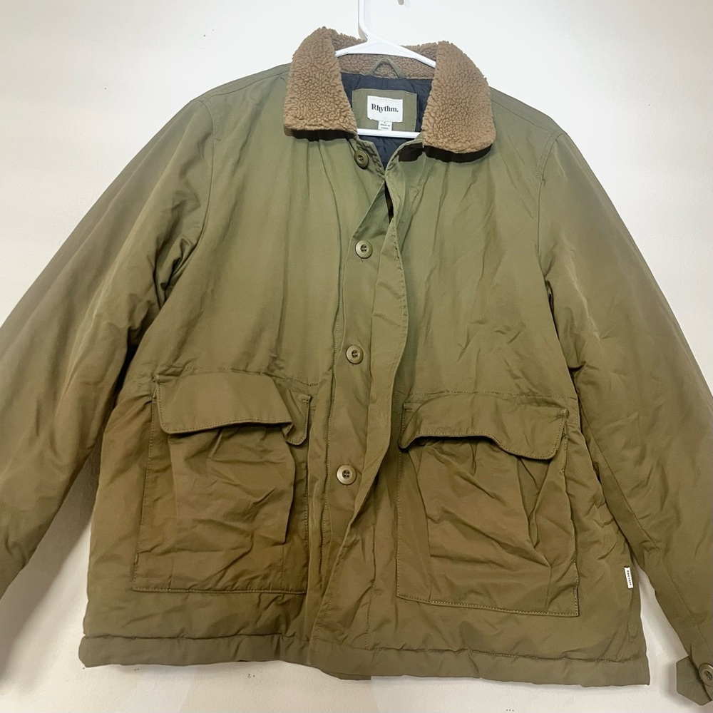 Rhythm Olive Jacket with Tan Collar